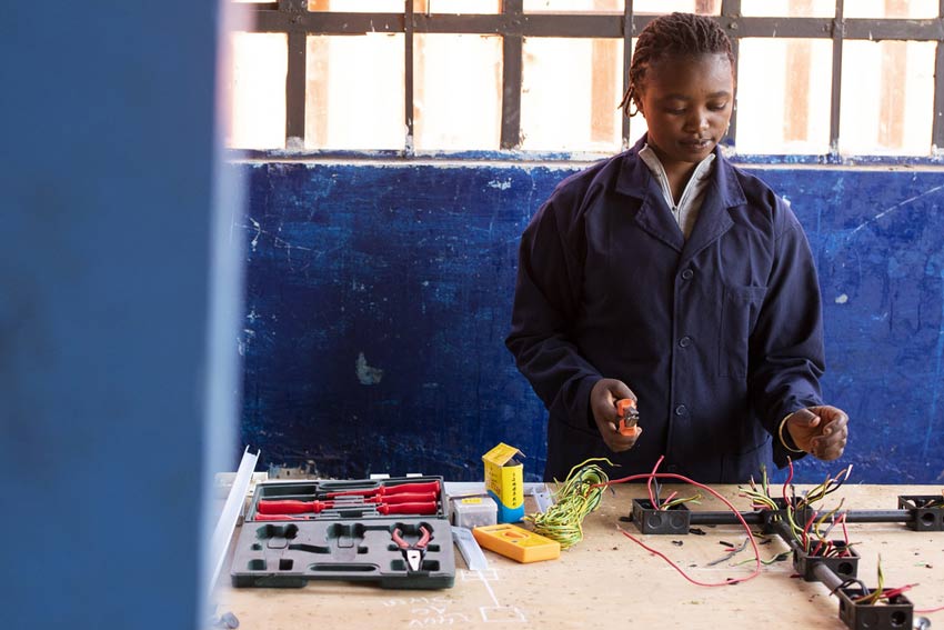 Jane, 22, is training to be an electrician as part of ChildFund’s Youth Vocational Skills project in Kiambu County, Kenya.