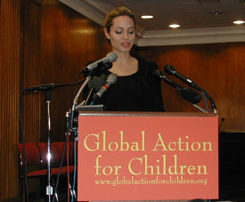Image of acress Angelina Jolie speaking