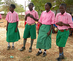 Image of CCF children performing a poem about HIV/AIDS