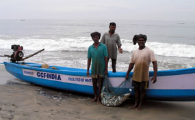 Image of proud fishermen in India