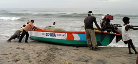 Image of men setting out for a fishing trip.