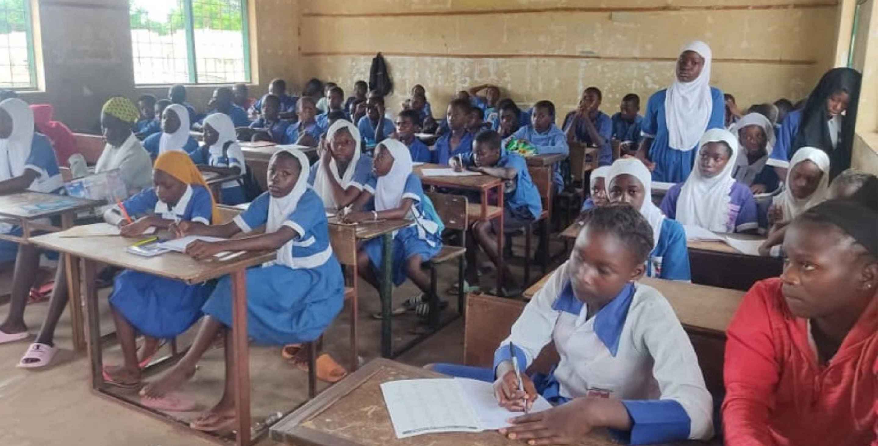 a full classroom in The Gambia